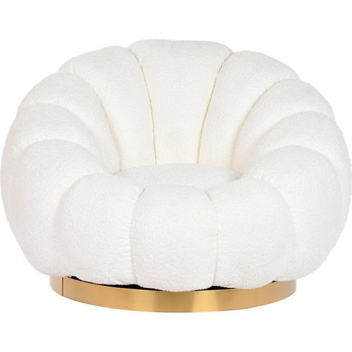 Fauteuil Élégant Pivotant Blanc Pour Salon Cozy