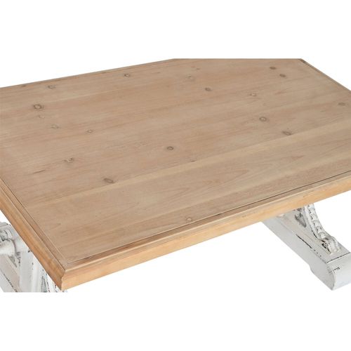 Table Basse Élégance Bois Blanc Finition Patinée