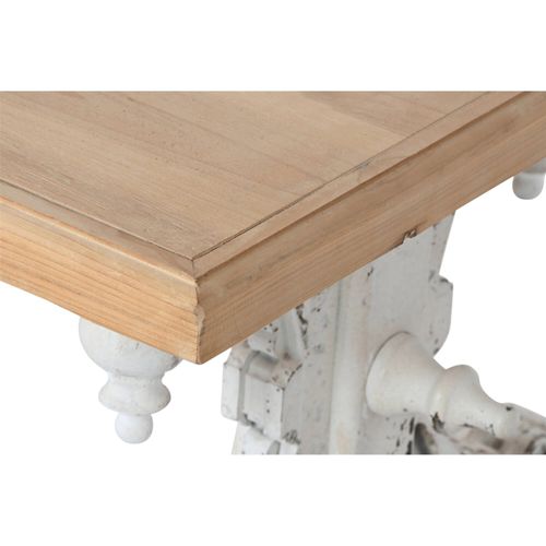 Table Basse Élégance Bois Blanc Finition Patinée
