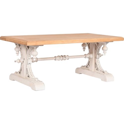 Table Basse Élégance Bois Blanc Finition Patinée