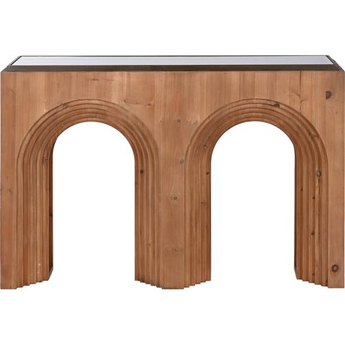Console Élégante En Bois Avec Plateau Verre Pour Déco