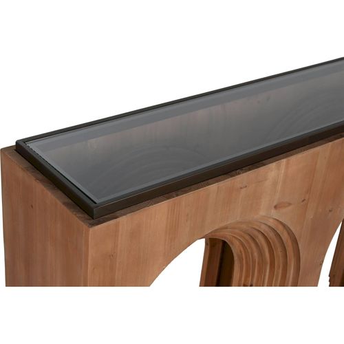 Console Élégante En Bois Avec Plateau Verre Pour Déco