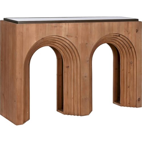Console Élégante En Bois Avec Plateau Verre Pour Déco