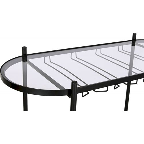 Bar Élégant Range-bouteilles Bois Et Métal Noir