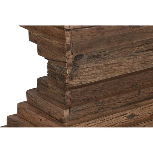 Console Bois Recyclé Et Plateau En Marbre Blanc