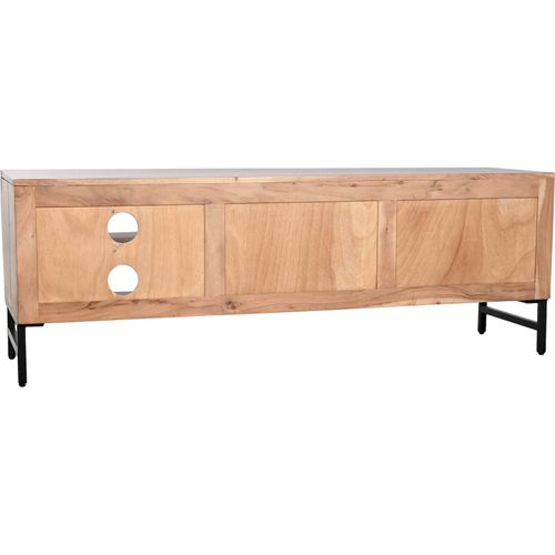 Meuble TV Élégance Acacia Et Notes Métalliques