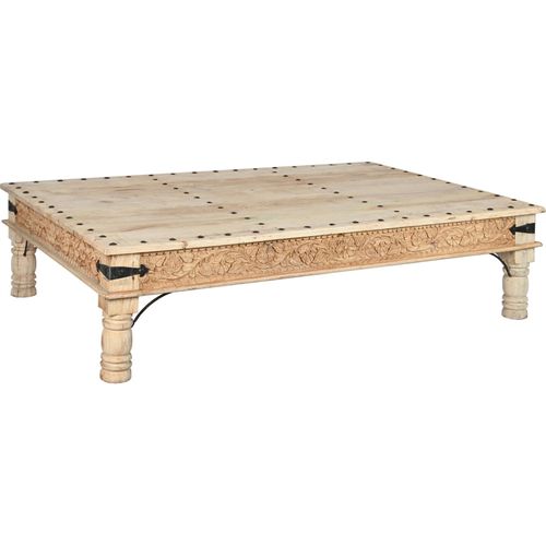 Table Basse En Bois Naturel Sculpté - Charme Authentique