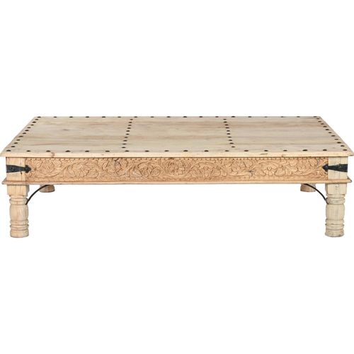 Table Basse En Bois Naturel Sculpté - Charme Authentique