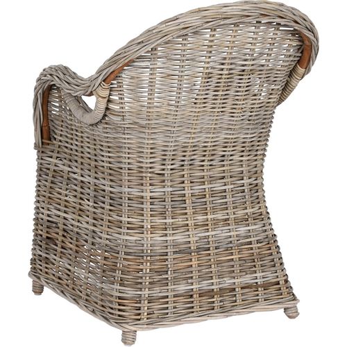 Fauteuil Élégant En Rotin Gris Pour Salon Confortable