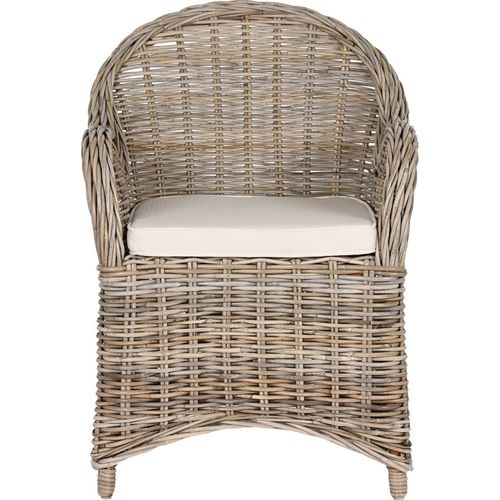 Fauteuil Élégant En Rotin Gris Pour Salon Confortable