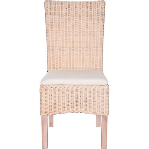 Fauteuil Élégant En Osier Blanc Et Coussin Moelleux