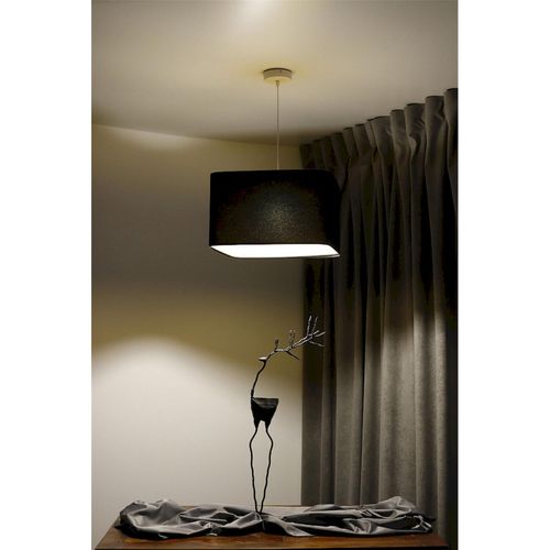 Suspension Chic Textile Noir Et Touche Dorée Hauteur 20 Cm Noir