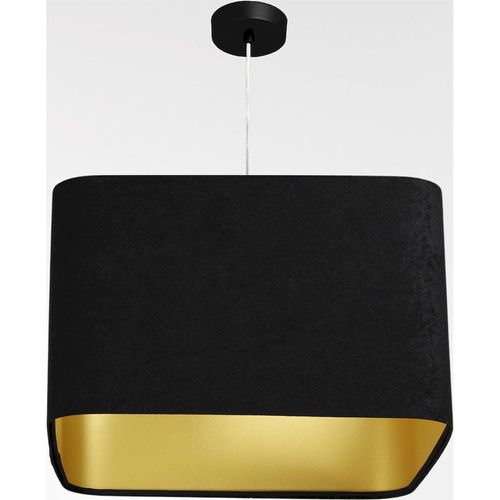 Suspension Chic Textile Noir Et Touche Dorée Hauteur 20 Cm Noir