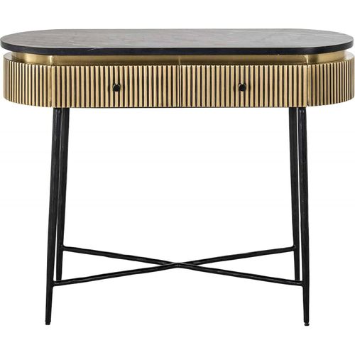 Console Élégante 2 Tiroirs Finition Or