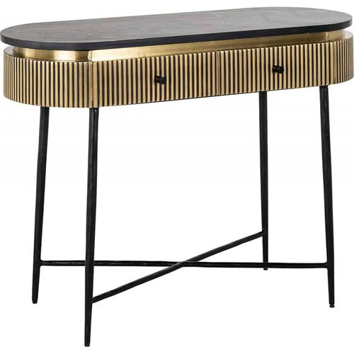 Console Élégante 2 Tiroirs Finition Or