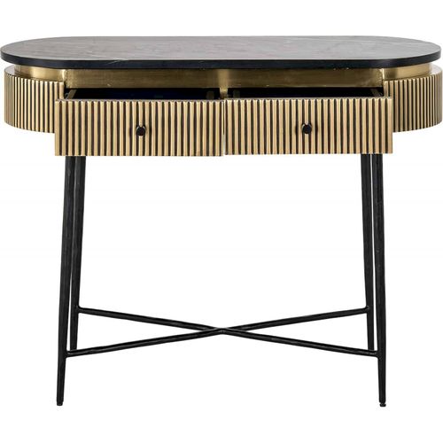 Console Élégante 2 Tiroirs Finition Or