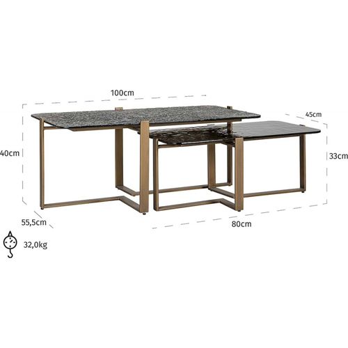 Table De Café Design En Métal Et Verre