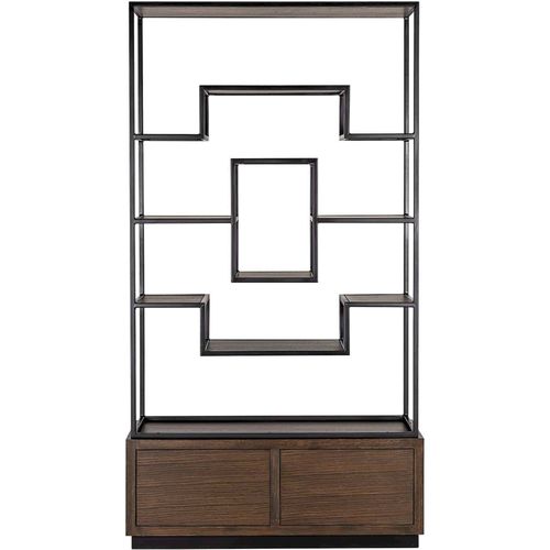 Vitrine Élégante Chêne 2 Tiroirs