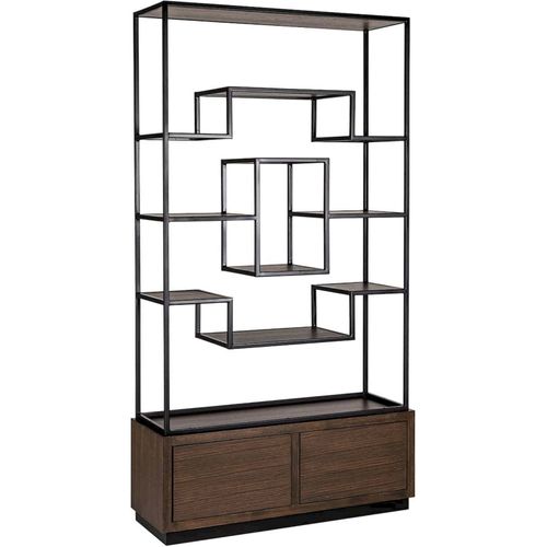 Vitrine Élégante Chêne 2 Tiroirs