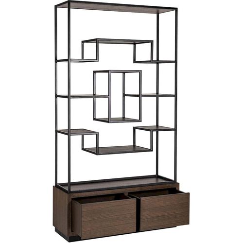 Vitrine Élégante Chêne 2 Tiroirs