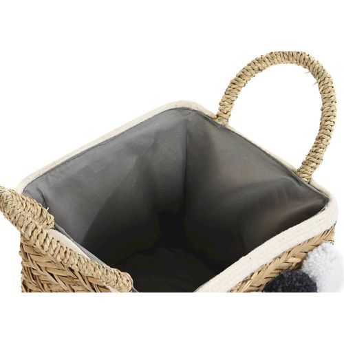 Panier Boho Naturel Pompons Coton Pour Rangement Déco Salon