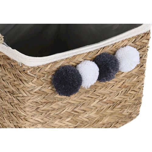 Panier Boho Naturel Pompons Coton Pour Rangement Déco Salon