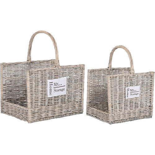 Panier En Osier Naturel Style Shabby Rangement Élégant Maison