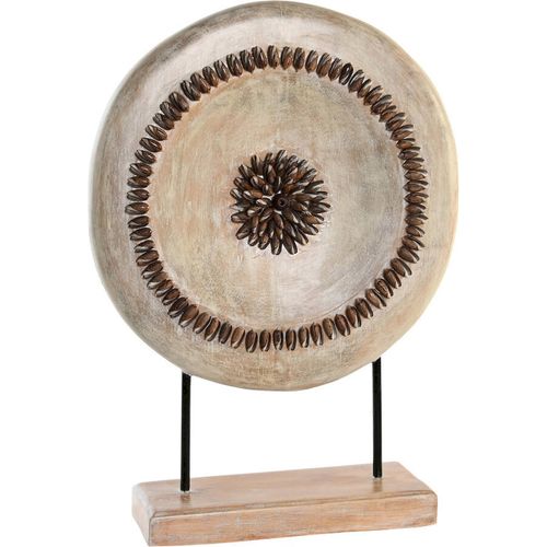 Sculpture Cercle Décoratif Beige En Bois Et Fer Esprit Balinais