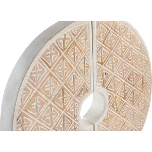 Sculpture Cercle Décorative En Bois Blanc Style Balinais