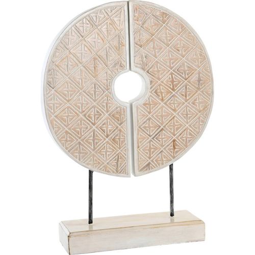 Sculpture Cercle Décorative En Bois Blanc Style Balinais