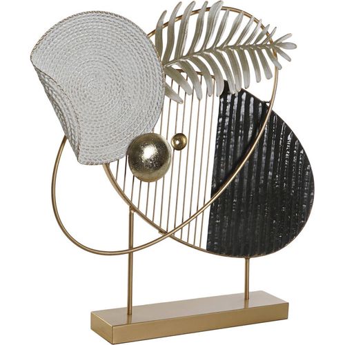 Décoration Métal Abstraite Dorée Blanc Noir Style Moderne