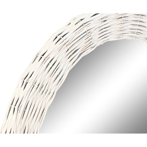 Miroir Rond Tressé Blanc Style Cottage En Osier Et Verre