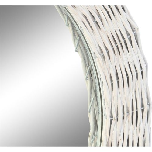 Miroir Rond Tressé Blanc Style Cottage En Osier Et Verre