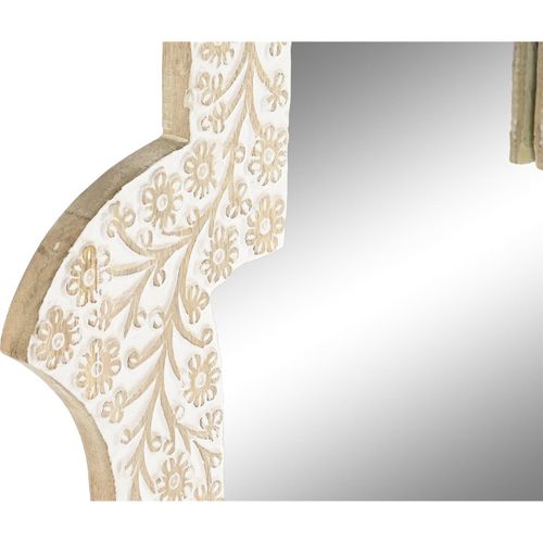 Miroir Mural Hamsa Blanc En Bois De Manguier Sculpté Style Indien