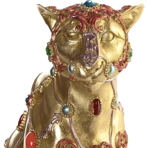 Statue Léopard Doré En Résine Bijoutée Style Colonial Chic