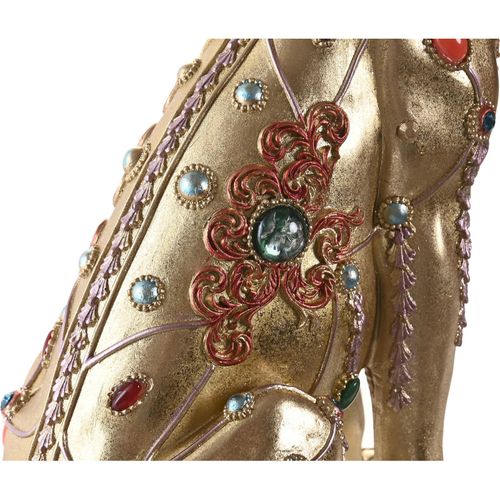 Statue Léopard Doré En Résine Bijoutée Style Colonial Chic