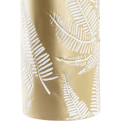 Vase Métal Doré Feuilles Exotiques Style Tropical Élégant