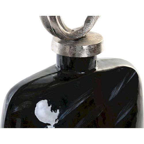 Vase Décoratif Noir Argenté En Verre Et Aluminium Moderne