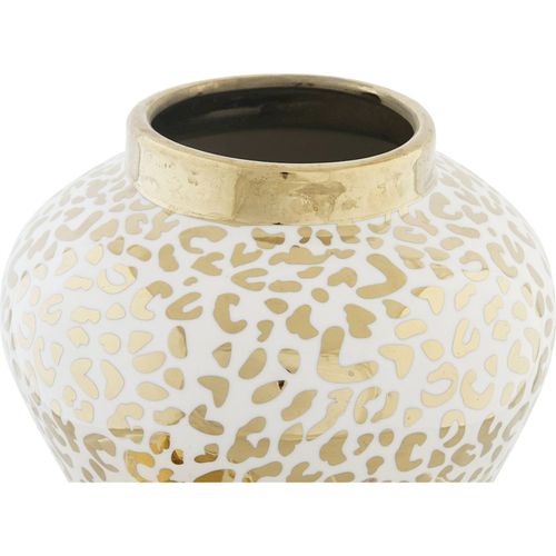 Vase En Porcelaine Blanc Doré Style Colonial Raffiné