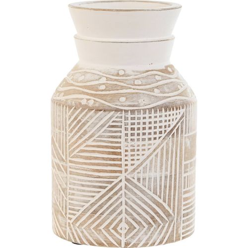 Vase Décoratif En Bois De Manguier Blanc Naturel Style Colonial