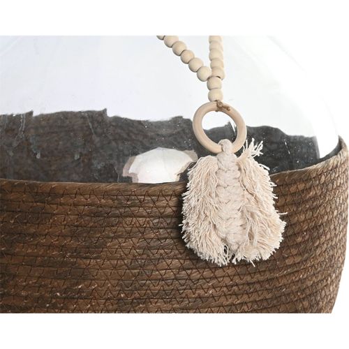 Vase Décoratif Fibre De Verre Effet Perlé Brun Transparent