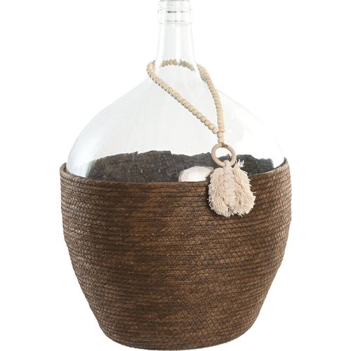 Vase Décoratif Fibre De Verre Effet Perlé Brun Transparent