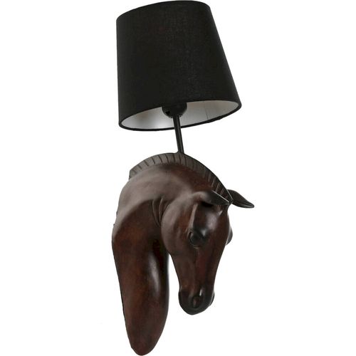 Applique Murale Tête De Cheval Résine Marron Foncé Style Colonial