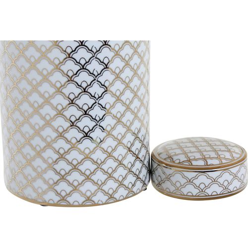 Vase En Porcelaine Blanc Et Doré Style Glamour Élégant