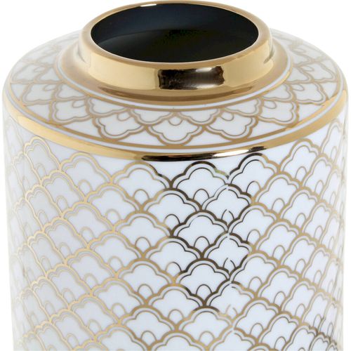 Vase En Porcelaine Blanc Et Doré Style Glamour Élégant