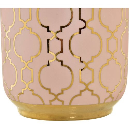 Vase Porcelaine Rose Doré Finition Chromée Élégante