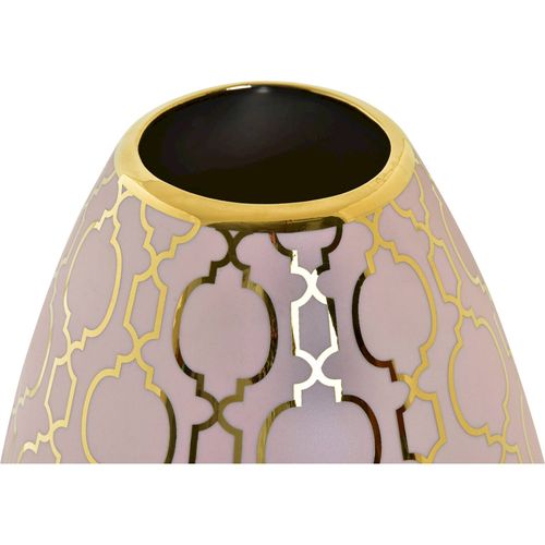 Vase Porcelaine Rose Doré Chromé Élégant