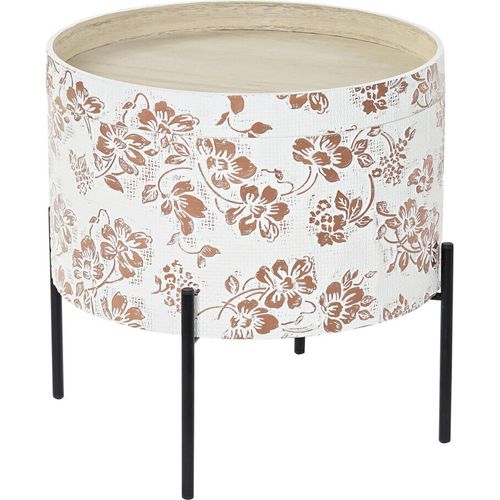 Table D'appoint Blanche Effet Shabby Chic En Métal Et Mdf