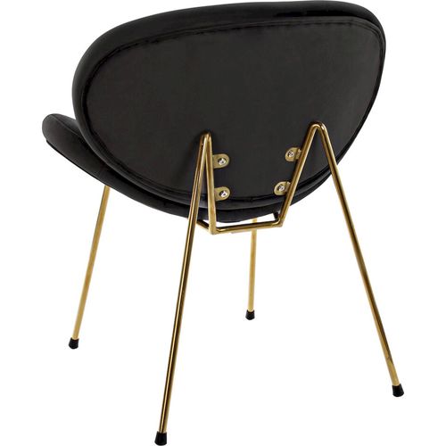 Fauteuil Velours Noir Et Pieds Dorés Style Chic Contemporain