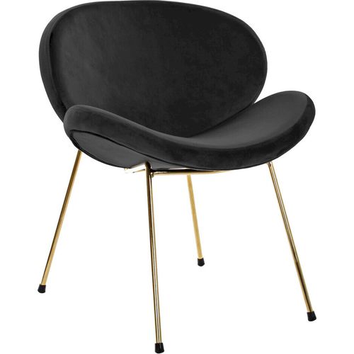 Fauteuil Velours Noir Et Pieds Dorés Style Chic Contemporain